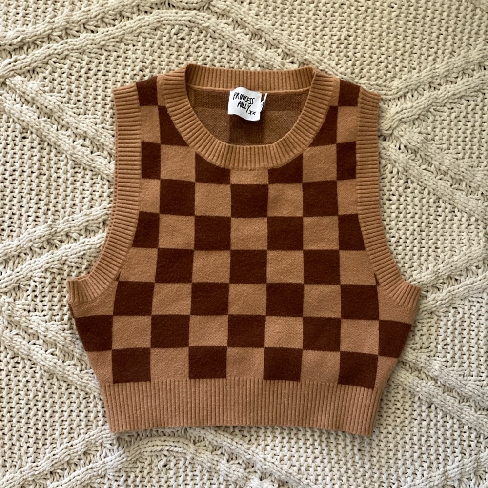 Princess Polly Cropped Checkered Tank Top